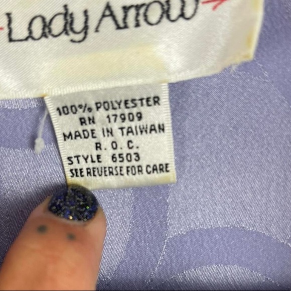 Vintage Blouse 80’s Purple Sateen Long Sleeve Button Down Size 14 - Picture 3 of 3